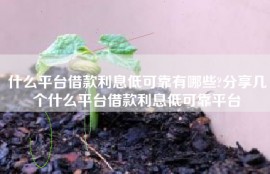 什么平台借款利息低可靠有哪些?分享几个什么平台借款利息低可靠平台
