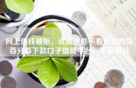 网上借钱被拒，试试这些不看征信网贷百分百下款口子借款平台，不容错过