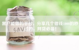黑户能借的平台，分享几个借钱1000的秒过的，网贷必备！