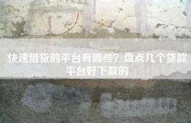 快速借贷的平台有哪些？盘点几个贷款平台好下款的