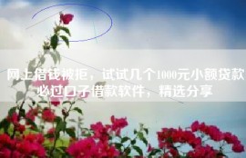 网上借钱被拒，试试几个1000元小额贷款必过口子借款软件，精选分享