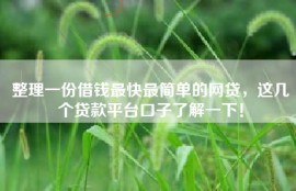整理一份借钱最快最简单的网贷，这几个贷款平台口子了解一下！