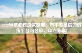 2022审核必过贷款整理：有不看征信的借贷平台吗名单，盘点分享！