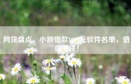 网贷盘点，小额借款1000元软件名单，值得关注！