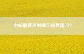 中邮消费理财邮你贷靠谱吗？
