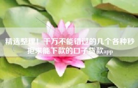 精选整理！千万不能错过的几个各种秒拒求能下款的口子贷款app