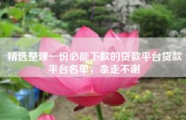 精选整理一份必能下款的贷款平台贷款平台名单，拿走不谢