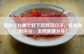 贷款平台哪个好下款网贷口子，能借到的平台，全网整理分享！