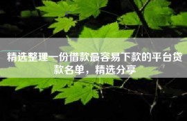 精选整理一份借款最容易下款的平台贷款名单，精选分享