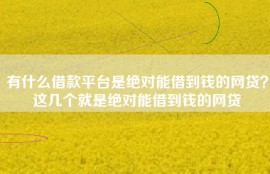 有什么借款平台是绝对能借到钱的网贷？这几个就是绝对能借到钱的网贷