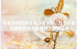 不看负债的网贷百分百下款，几个不看负债和征信无前期秒下款的平台