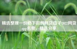 精选整理一份必下款的网贷口子2022网贷app名单，精选分享