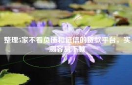 整理5家不看负债和征信的贷款平台，实测容易下款