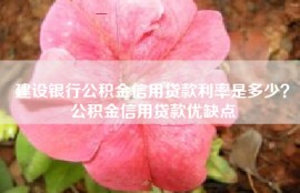 建设银行公积金信用贷款利率是多少？公积金信用贷款优缺点