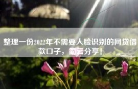 整理一份2022年不需要人脸识别的网贷借款口子，简云分享！