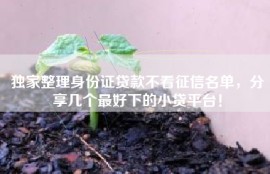 独家整理身份证贷款不看征信名单，分享几个最好下的小贷平台！