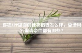 得物APP里面的佳物借钱怎么样，靠谱吗？申请条件都有哪些？