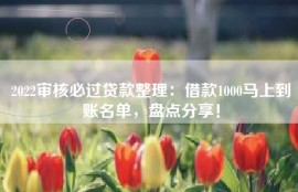 2022审核必过贷款整理：借款1000马上到账名单，盘点分享！