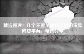 精选整理！几个不看负债和征信的贷款网贷平台，精选分享