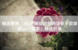 精选整理，2022无视征信的网贷必下款贷款app一览表，精选分享