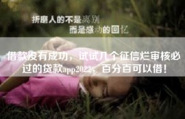 借款没有成功，试试几个征信烂审核必过的贷款app2022，百分百可以借！