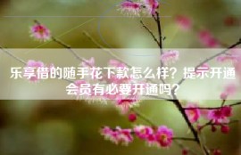乐享借的随手花下款怎么样？提示开通会员有必要开通吗？