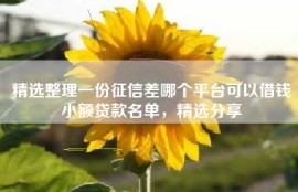 精选整理一份征信差哪个平台可以借钱小额贷款名单，精选分享