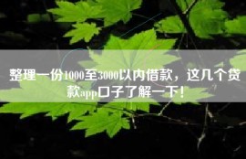 整理一份1000至3000以内借款，这几个贷款app口子了解一下！