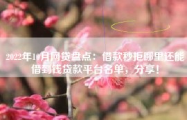 2022年10月网贷盘点：借款秒拒哪里还能借到钱贷款平台名单，分享！