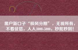 黑户新口子“极风分期”，无视所有，不看征信，人人3000-5000，秒批秒到！