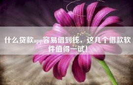 什么贷款app容易借到钱，这几个借款软件值得一试！