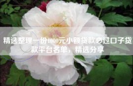 精选整理一份1000元小额贷款必过口子贷款平台名单，精选分享