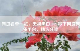 网贷名单一览，无视黑白100%秒下网贷网贷平台，精选分享
