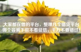 大家都在借的平台，整理几个借贷平台哪个容易下款不看征信，千万不要错过！
