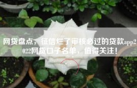 网贷盘点，征信烂了审核必过的贷款app2022网贷口子名单，值得关注！