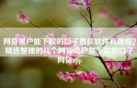 网贷黑户能下款的口子借款软件有哪些？精选整理的几个网贷黑户能下款的口子网贷app