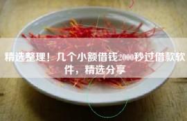 精选整理！几个小额借钱2000秒过借款软件，精选分享