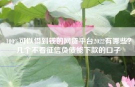 100%可以借到钱的网贷平台2022有哪些？几个不看征信负债能下款的口子