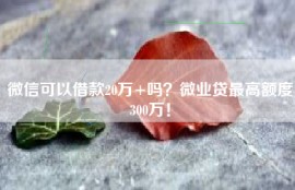 微信可以借款20万+吗？微业贷最高额度300万！