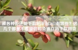 被各种拒还能下款的平台2022有哪些？这几个都是不看征信和负债立马下款网贷