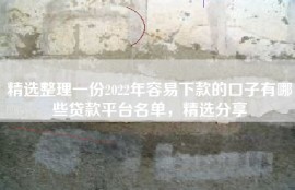 精选整理一份2022年容易下款的口子有哪些贷款平台名单，精选分享