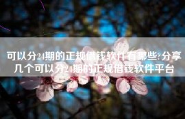 可以分24期的正规借钱软件有哪些?分享几个可以分24期的正规借钱软件平台