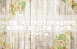 2022无视一切必下款口子贷款平台有哪些？精选整理的几个2022无视一切必下款口子贷款app