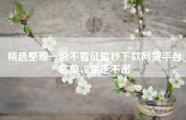精选整理一份不看征信秒下款网贷平台名单，拿走不谢