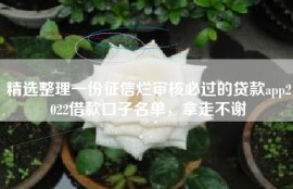 精选整理一份征信烂审核必过的贷款app2022借款口子名单，拿走不谢