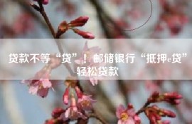 贷款不等“贷”！邮储银行“抵押e贷”轻松贷款