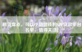 网贷盘点，可以小额借钱的APP贷款平台名单，值得关注！
