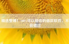 精选整理！100%可以借钱的借款软件，不容错过