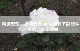 精选整理，小额借钱2000块钱秒下款软件一览表，拿走不谢