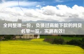 全网整理一份，负债过高能下款的网贷名单一览，实测有效！